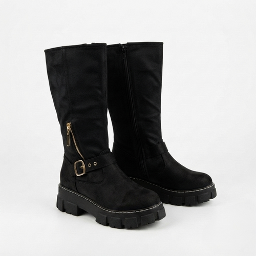 BOTA DE GAMUZA NEGRA MUJER  0448