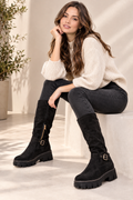 BOTA DE GAMUZA NEGRA MUJER  0448